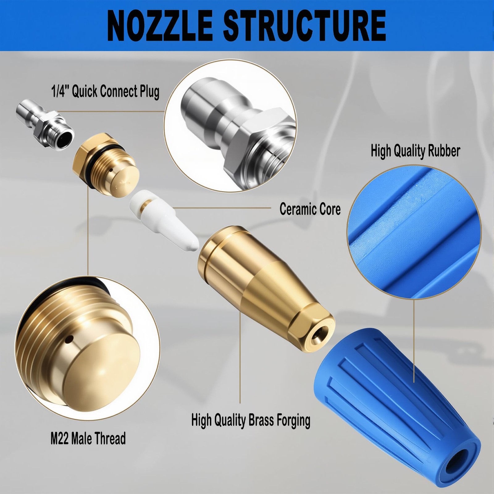Turbo Nozzle for Pressure Washer, 4000 PSI Rotating Turbo Nozzle 1/4″ Quick C…
