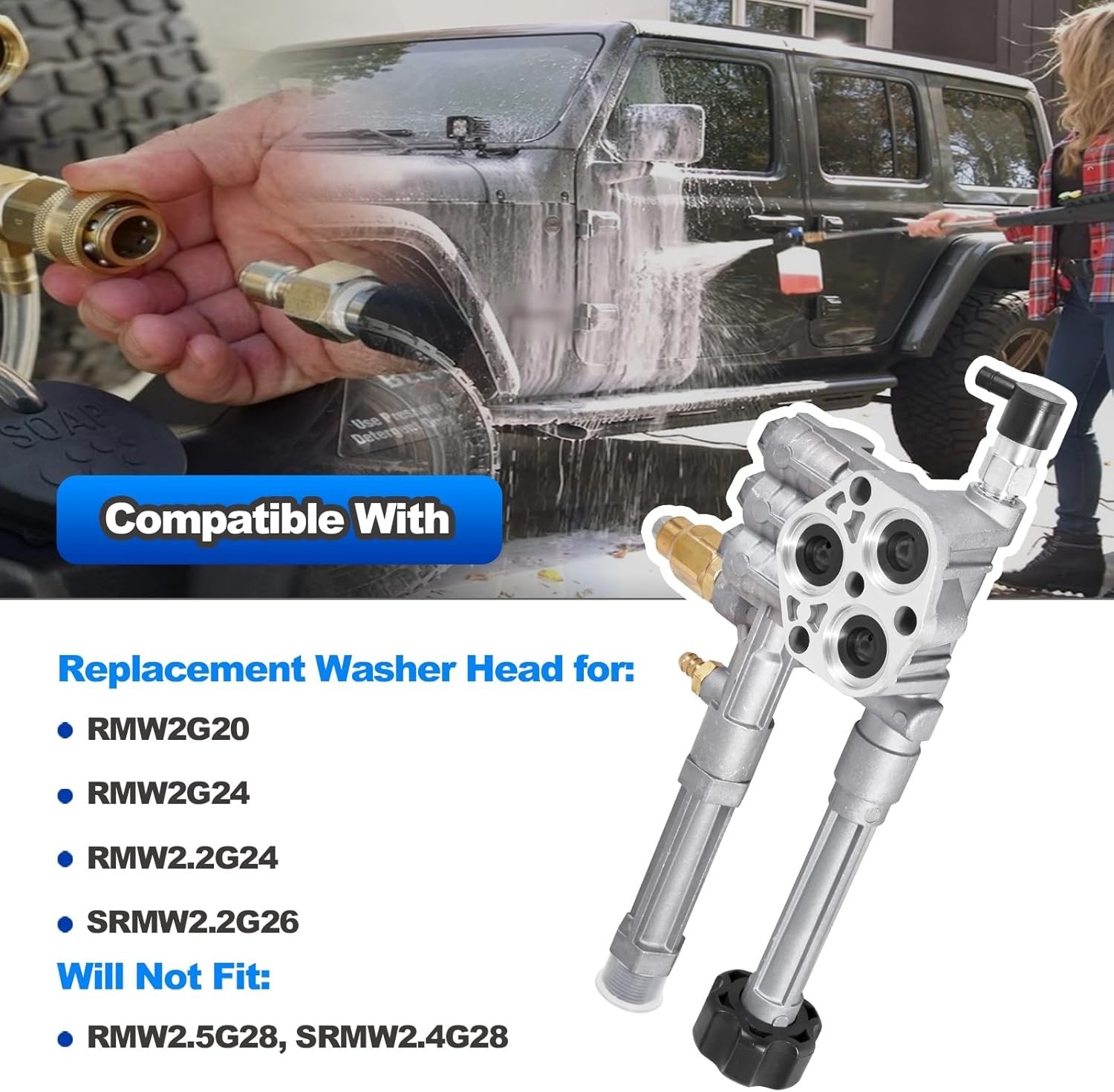 Replacement Pump Head Kit for RMW/SRMW Series Pressure Washers