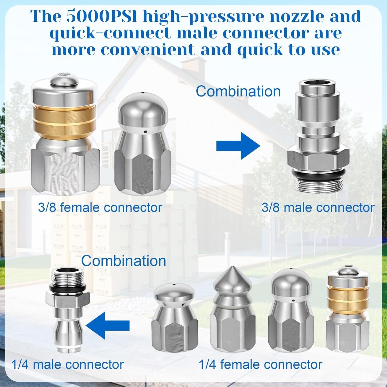 10 Pcs Sewer Jetter Nozzle Kit Stainless Steel Jetter Heads Kit Otating Button D