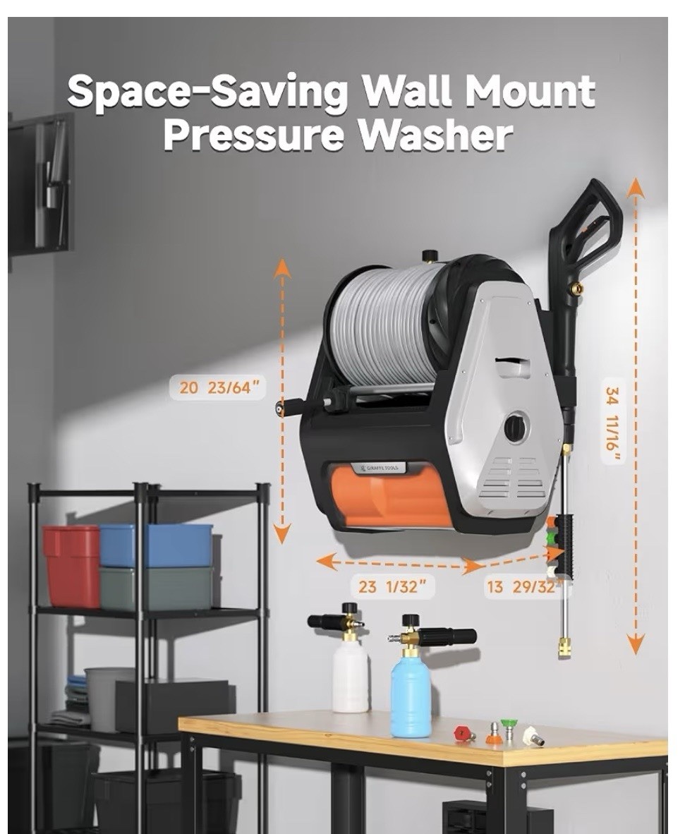 Giraffe Tools Grandfalls Pressure Power Washer Pro Max 3700PSI 1.6GPM Wall Mount