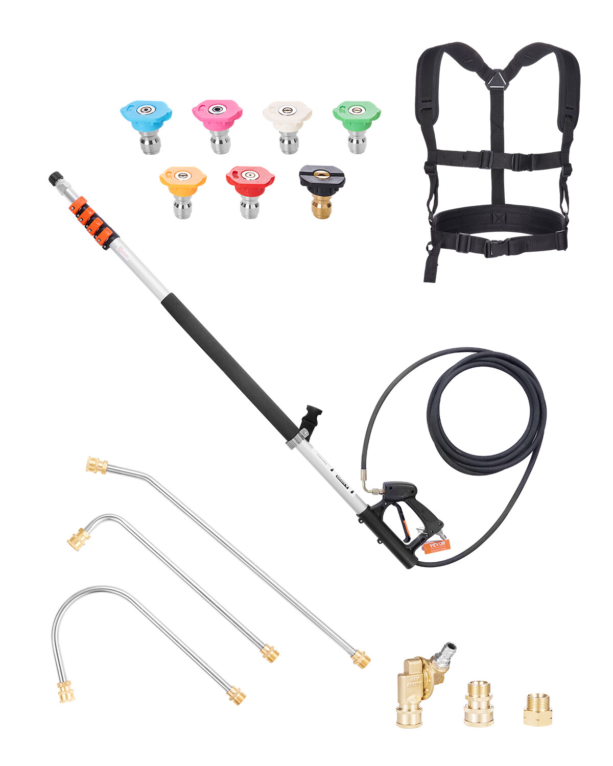 Pressure Washer Telescoping Wand 21 ft 4000 psi Telescopic Spray Wand 7 Nozzles
