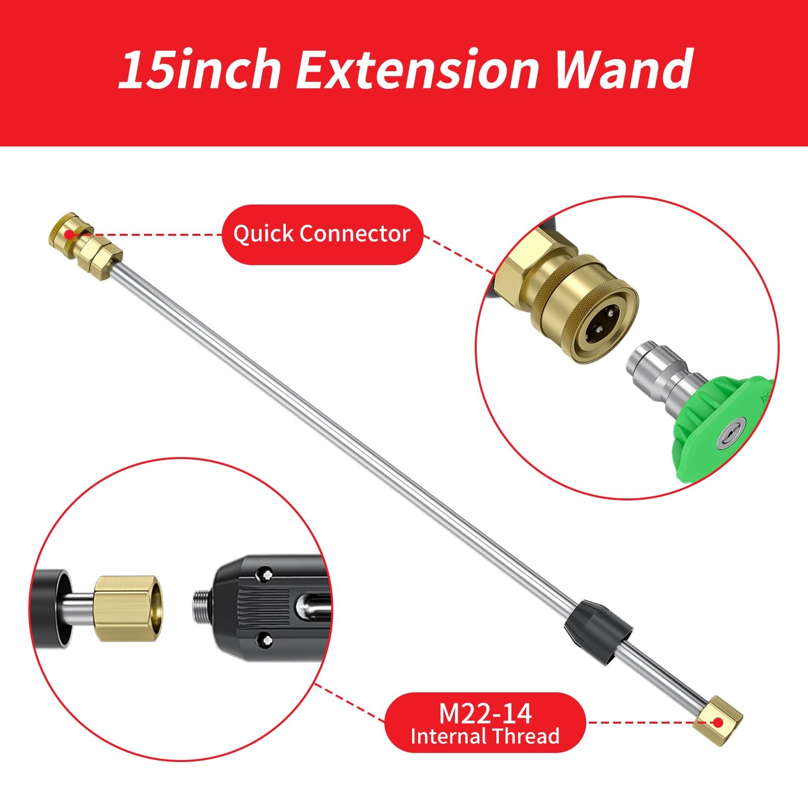 POHIR Pressure Washer Gun and 50FT Hose Kit, 3600 PSI Power Washer Gun Comes Wit