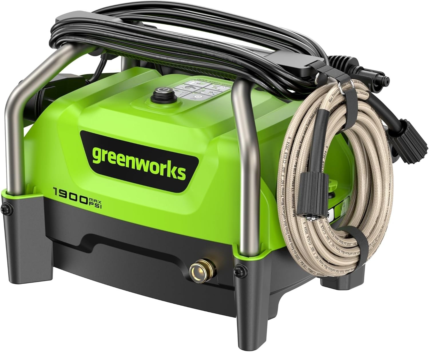 Lightweight 1900 PSI Compact Pressure Washer with Turbo Nozzle & 3-