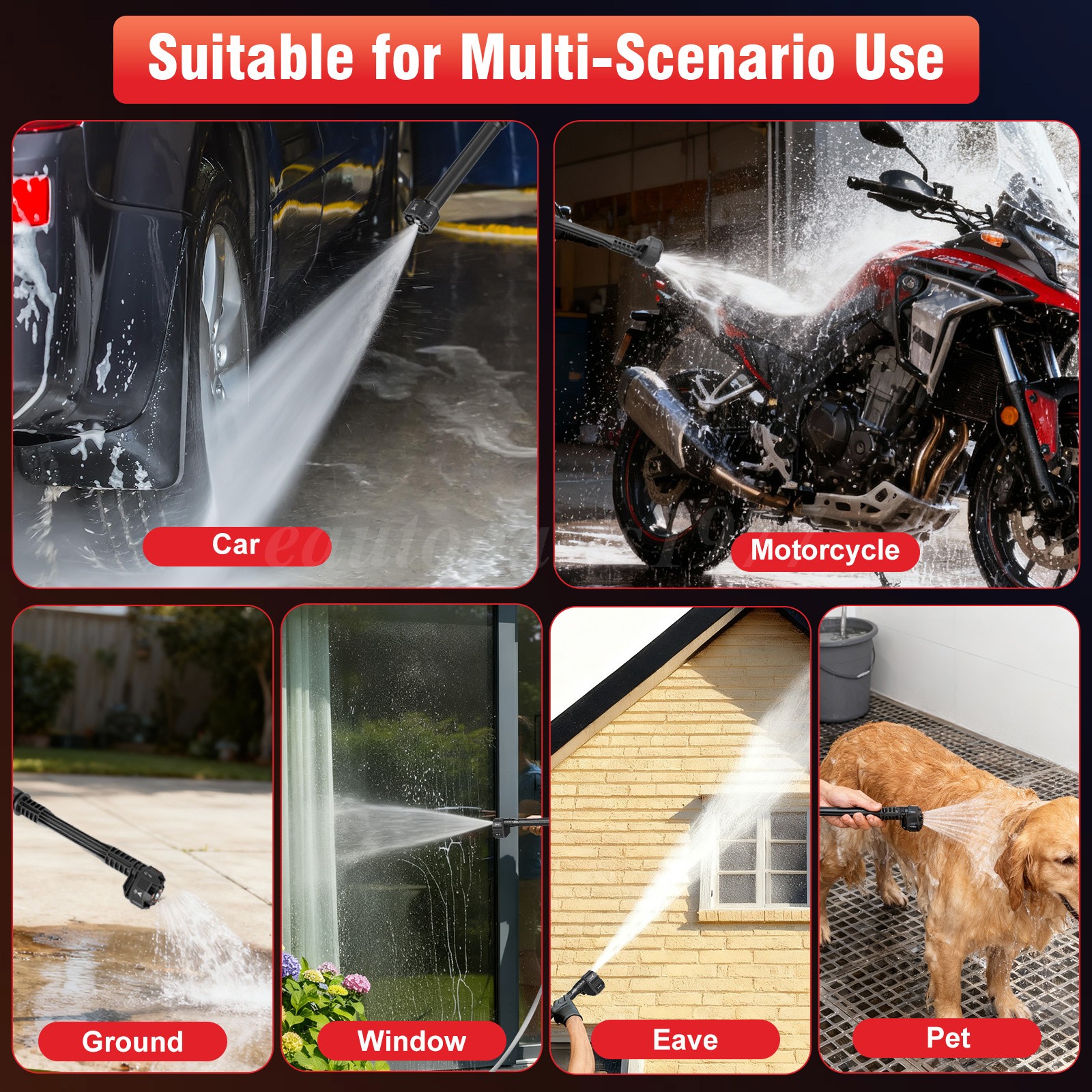 Brushless Portable Cordless Electric Pressure Water Spray Gun Car Washer Tool