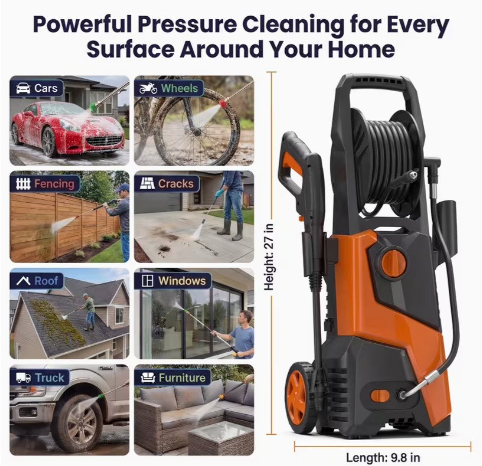 Electric Pressure Washer 5000 PSI 3.2 GPM Power Washer 4 Quick Connect Nozzles