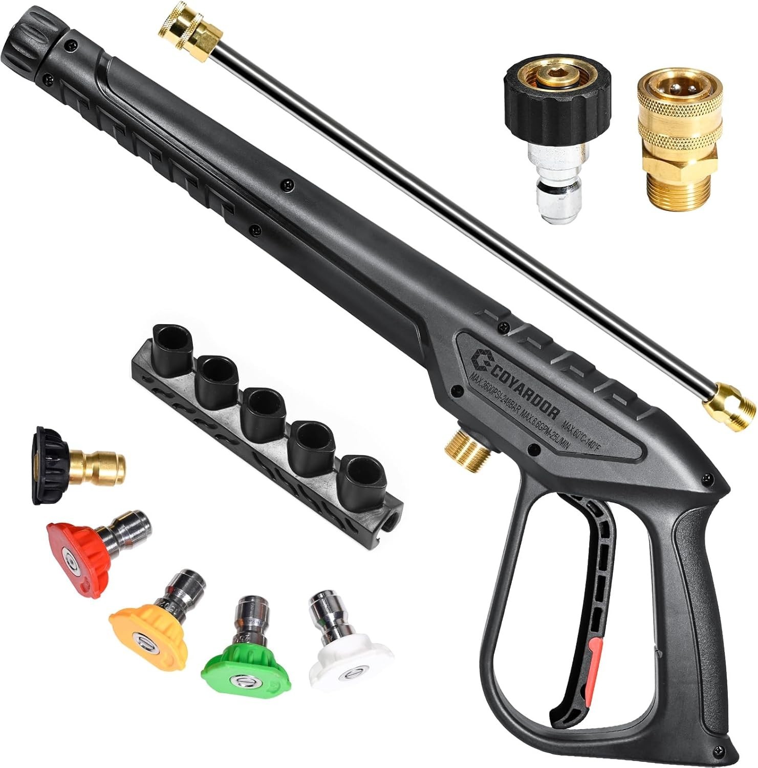 Pressure Washer Gun 3600 PSI with Extension Wand, Nozzle Holder & 5 Spray Tip…
