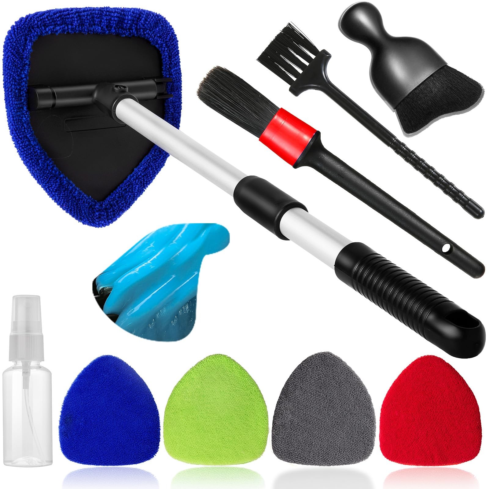 Qydipclin 10pcs Windshield Cleaner Tool, Car Window Blue & Green & Gray & Red