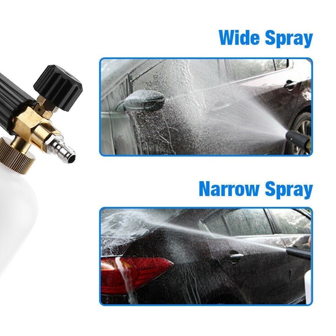 1/4″ High Pressure Washer Snow Foam Cannon Lance Gun 1L Bottle with 5 Nozzle Kit