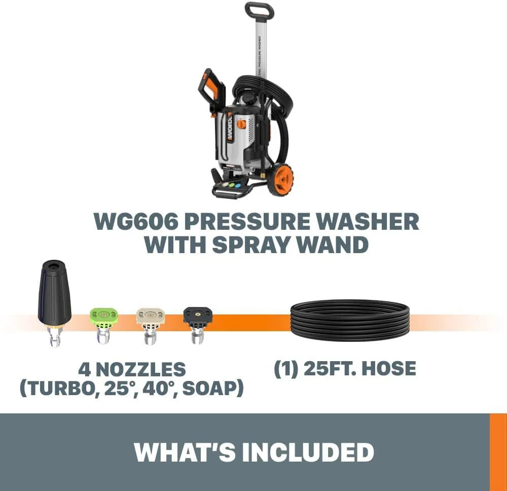 Worx 1900 Psi 1.2 Gpm Electric Cold Water Pressure Washer With 4 Spray Nozzles