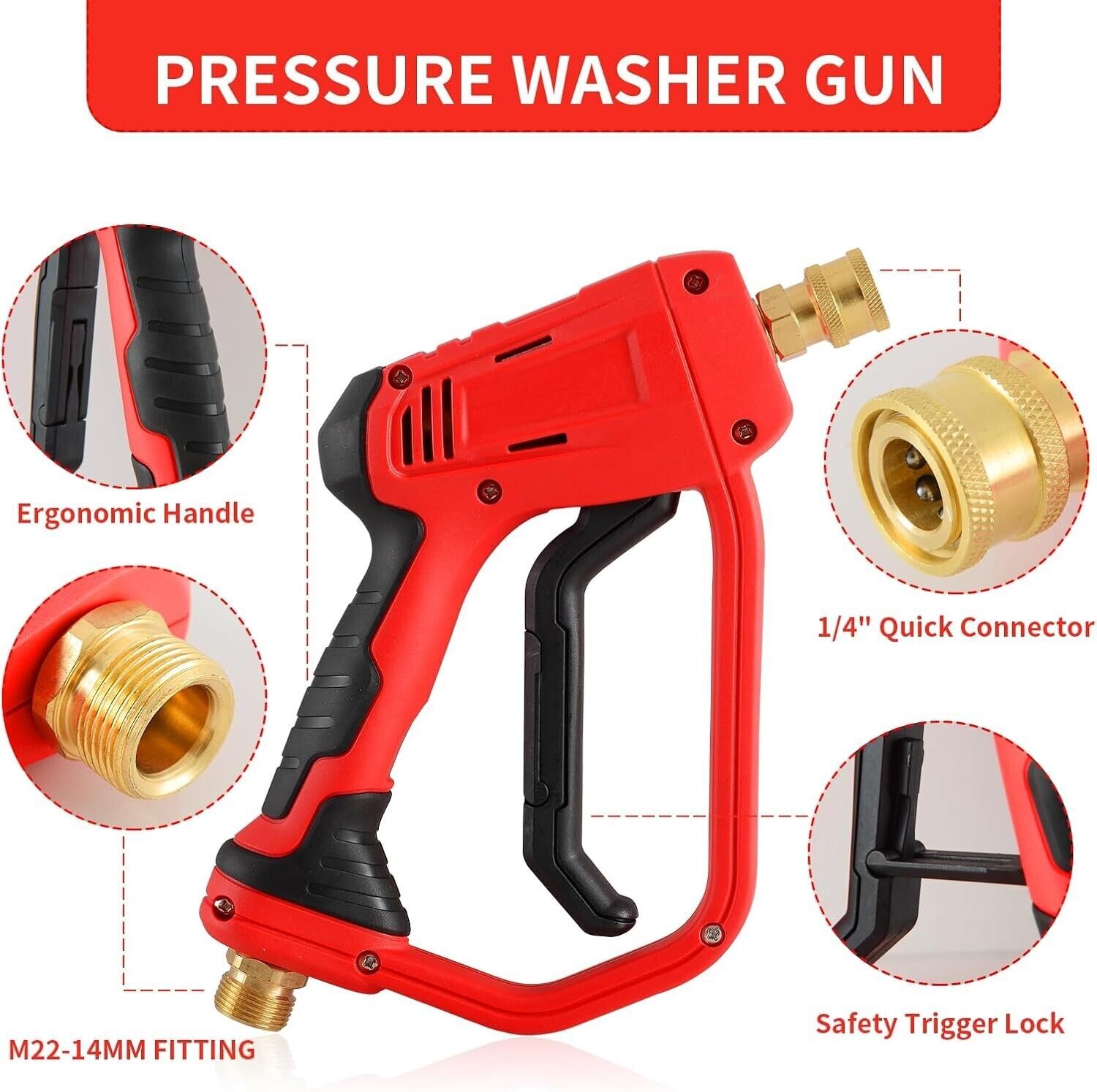 4000 PSI High Pressure Washer Gun with Replacement Extension Wand 5 Nozzle Tips