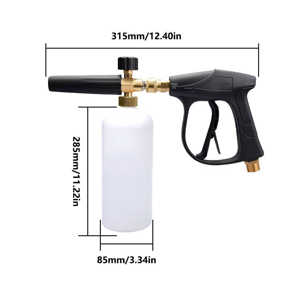1/4″ Snow Foam Pressure Washer Gun Car Wash Soap Lance Cannon Spray Jet Bottle