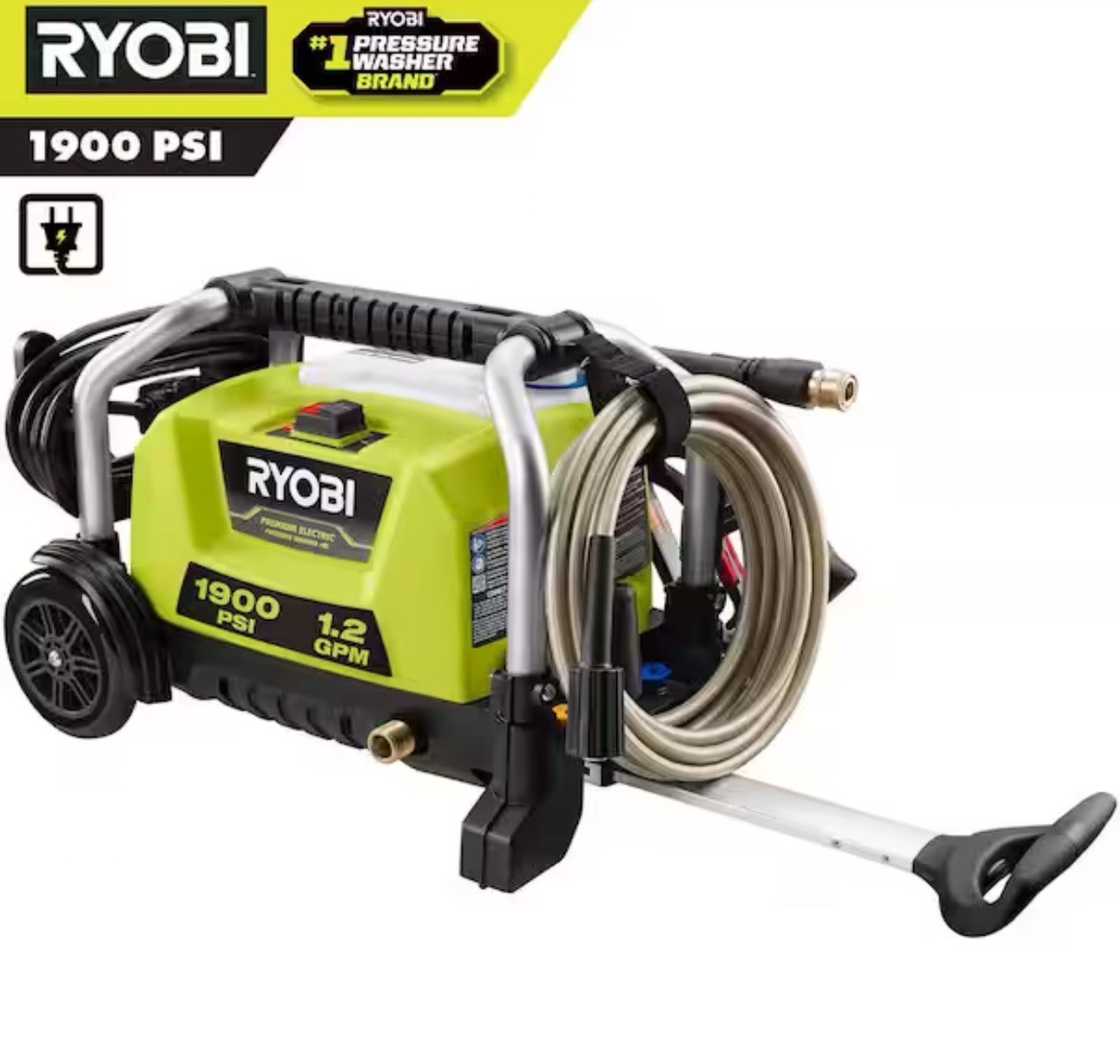 RYOBI 1900 PSI 1.2 GPM ELECTRIC PRESSURE WASHER RY1419MT -OPEN BOX-