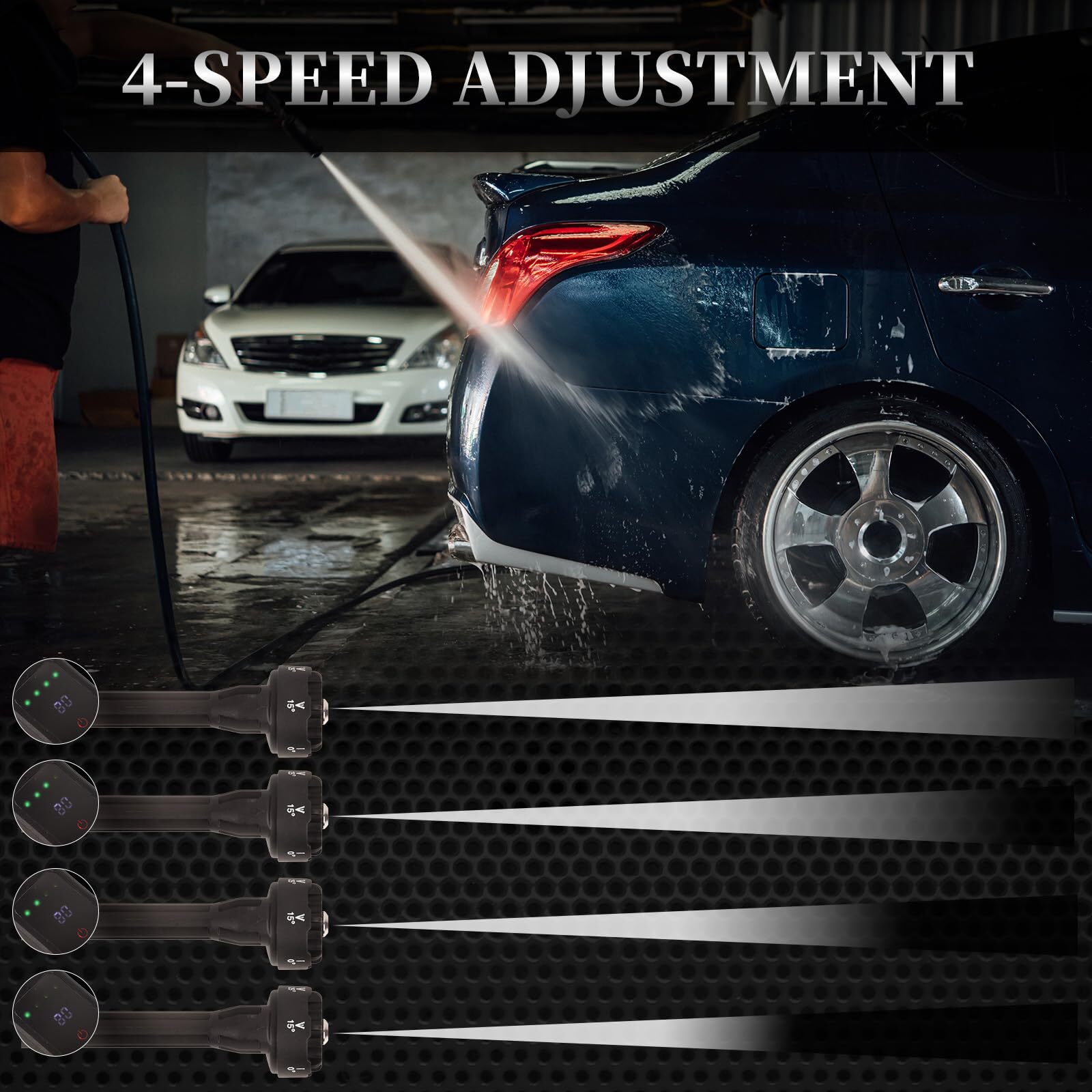 Cordless Pressure Washer 652PSI Power Cleaner with 4-Speed 6-in-1 Nozzle