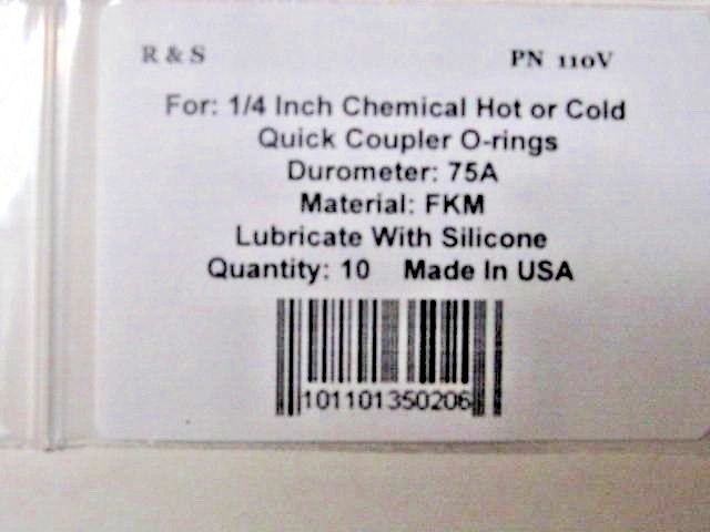 10 1/4″ Chemical, HOT or Cold Quick Coupler O-rings / R&S 110V / FKM Material