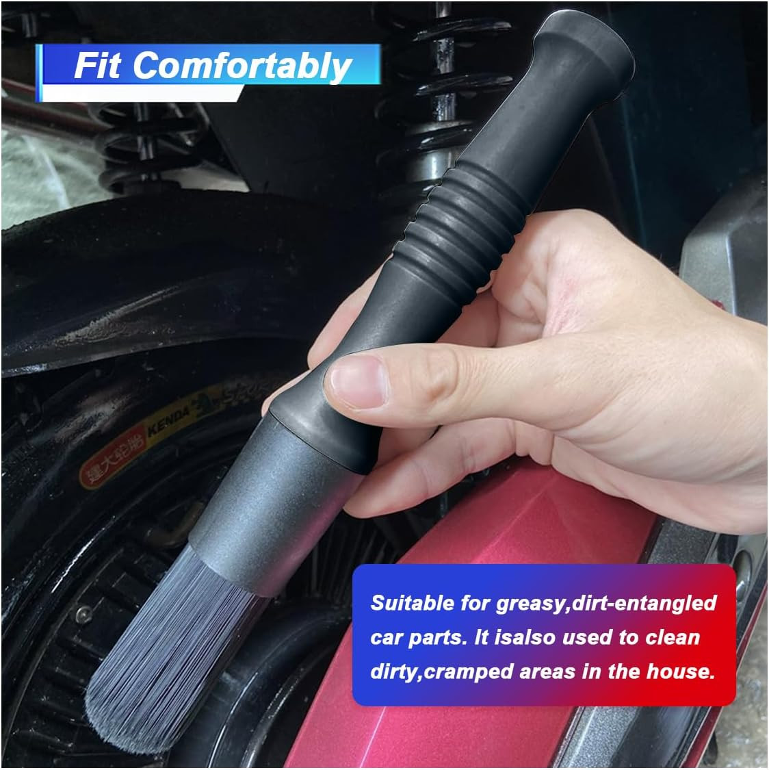 Car Parts Washer Brush, Bullet Head Parts Cleaning Brush for Cleaning Car Interi