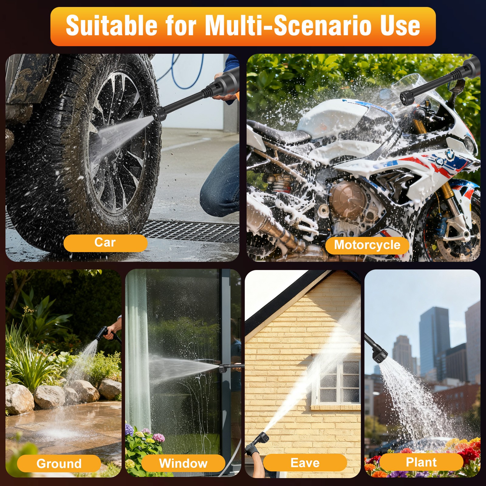 Cordless Electric High Pressure Water Spray Car Gun 900PSI Portable Washer Clean