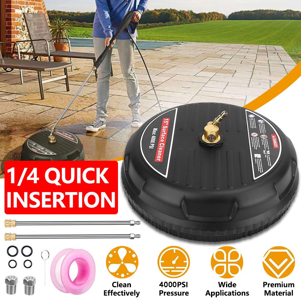 15″ Pressure Washer Surface Cleaner Power Washer Attachment with Extension Wands