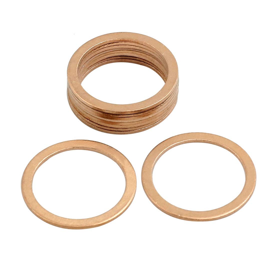 10 PCS 21mm Inner Diameter Flat Copper Washers Sealing Gasket Rings Fitting