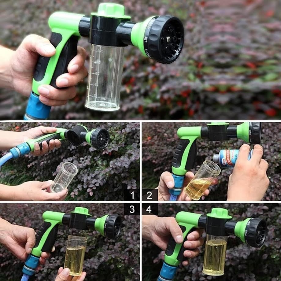 8 in1 Car Wash Brush Foam Gun Garden Hose Nozzle Foam Cannon Bottle Soap Sprayer