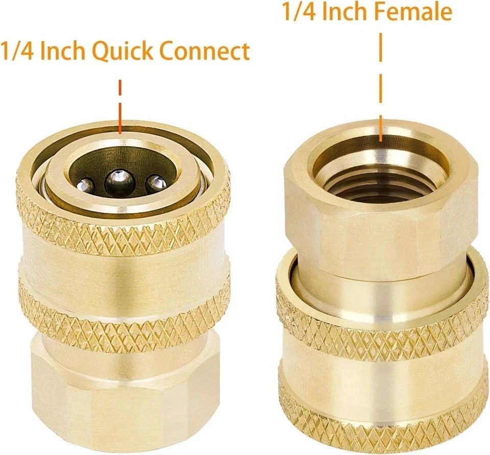 3 Pack Pressure Washer Coupler Brass Fittings 1/4 Inch Quick Connect To Female N