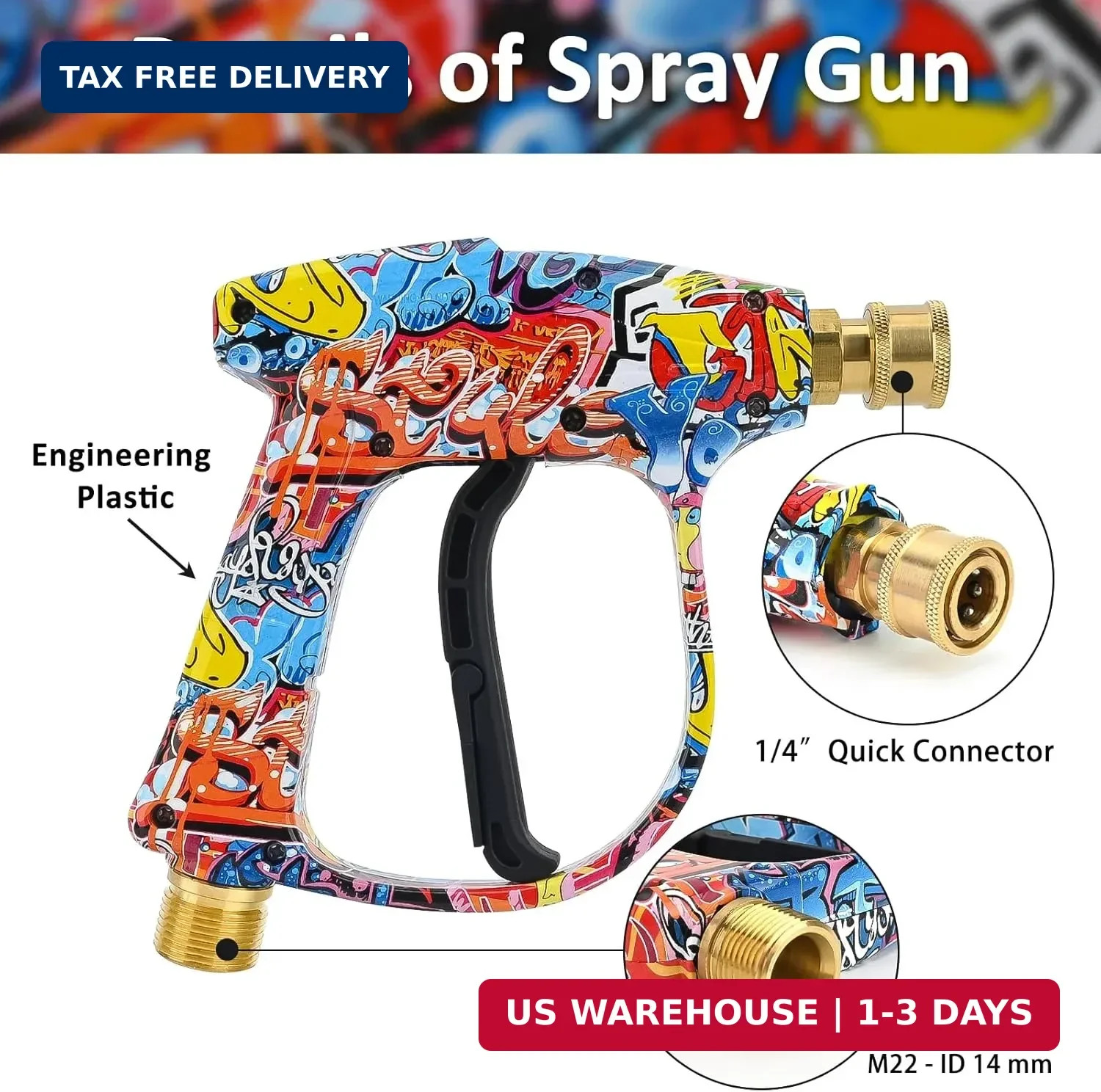 Bear Force High Pressure Washer Gun 3000 PSI Max, Power Washer Short Gun M22-14m