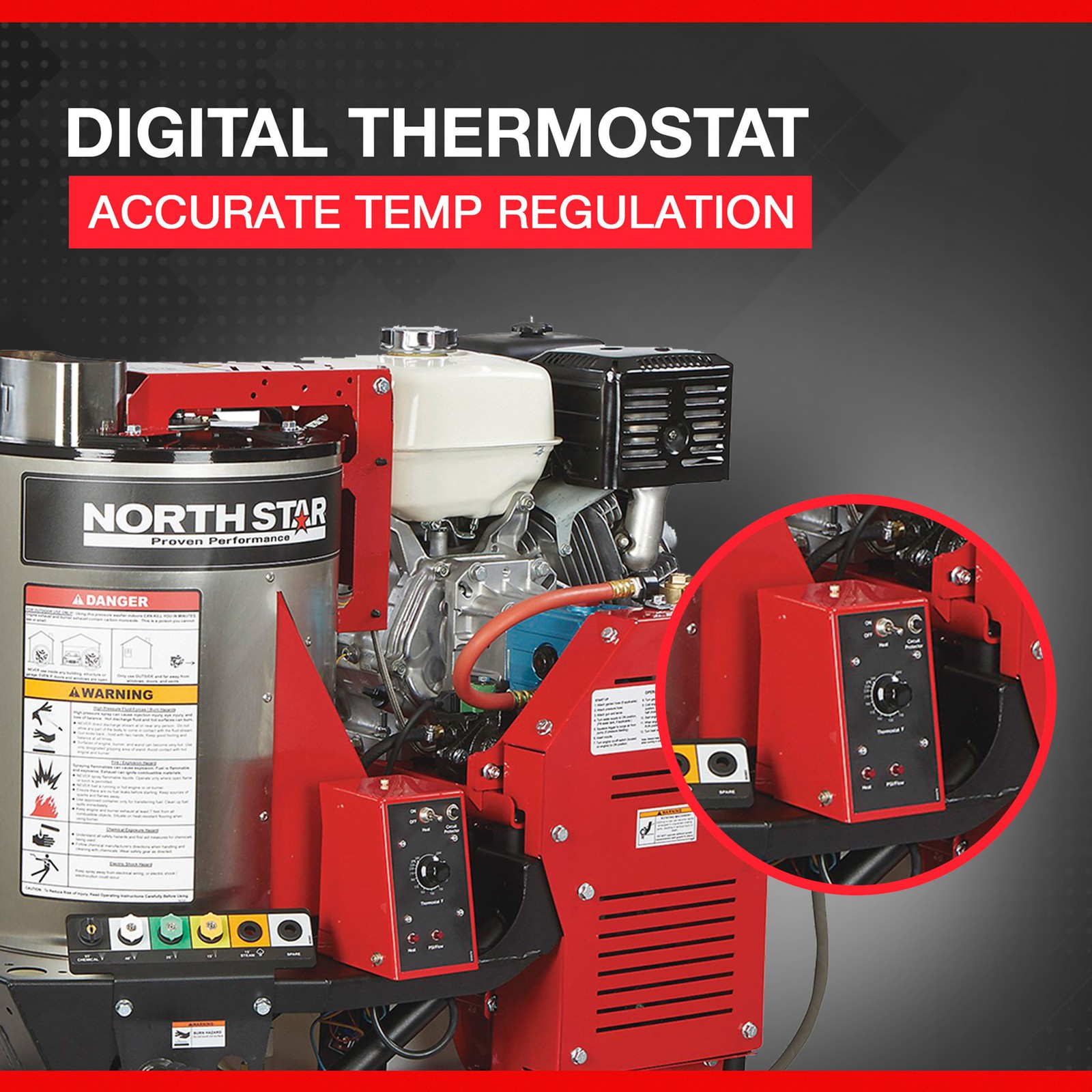 NorthStar Hot Water Pressure Washer Skid with Wet Steam, 3000 PSI, 4 GPM, Honda