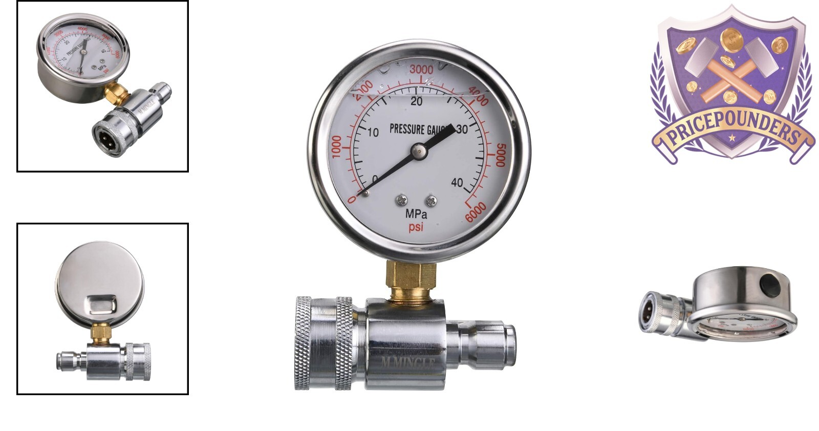 Compact 6000 PSI Pressure Washer Gauge with 3/8 Inch Quick Connect for Easy Use