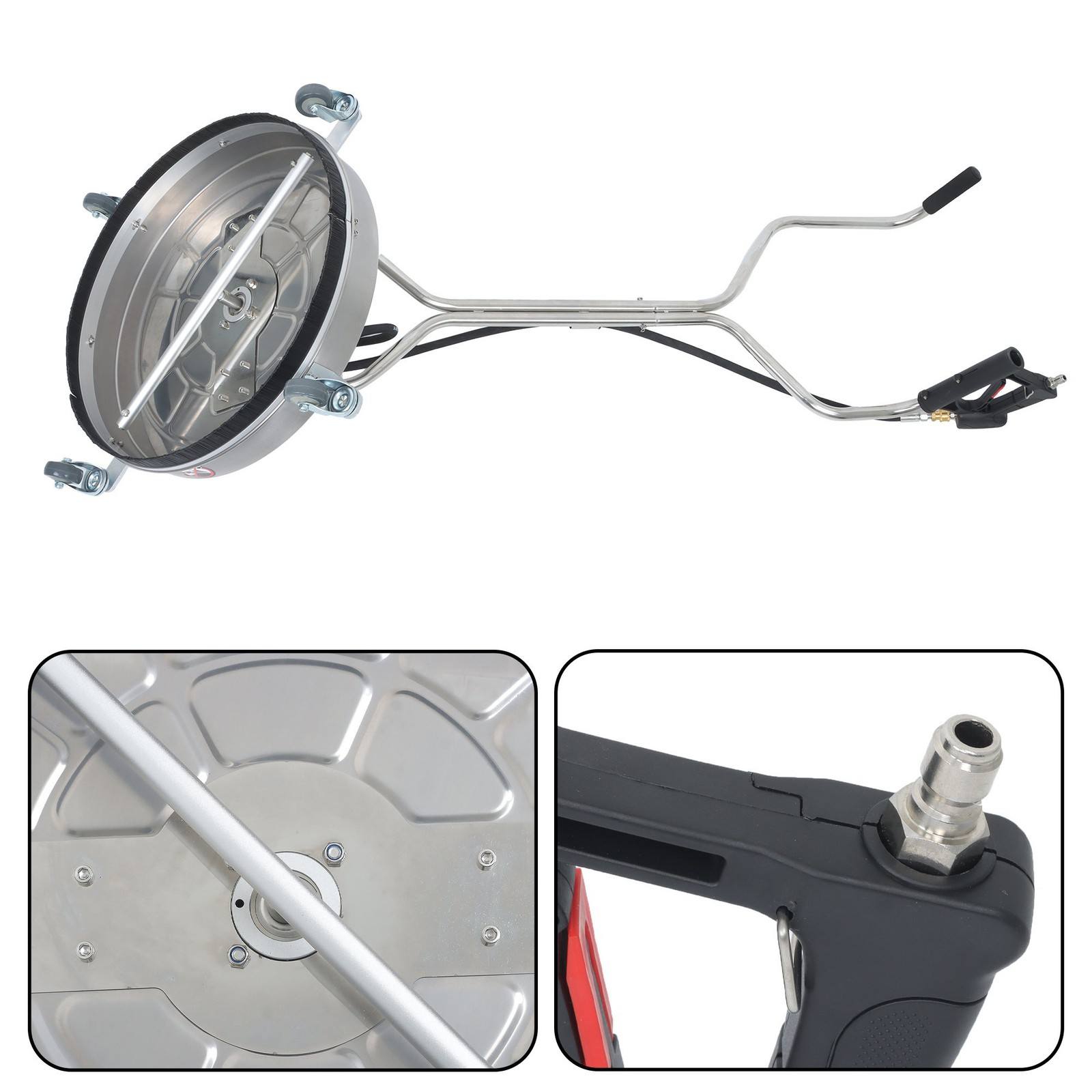 Instant-Attach 24-Inch Pressure Washer Surface Scrubber with Dual-Grip Handles