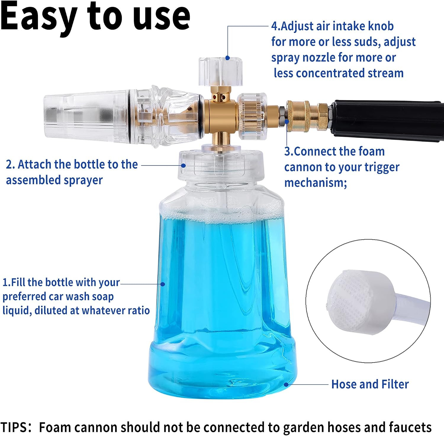 Foam Cannon for Pressure Washer, FENGPAI Foam Cannon with 1/4 Inch Quick Connect