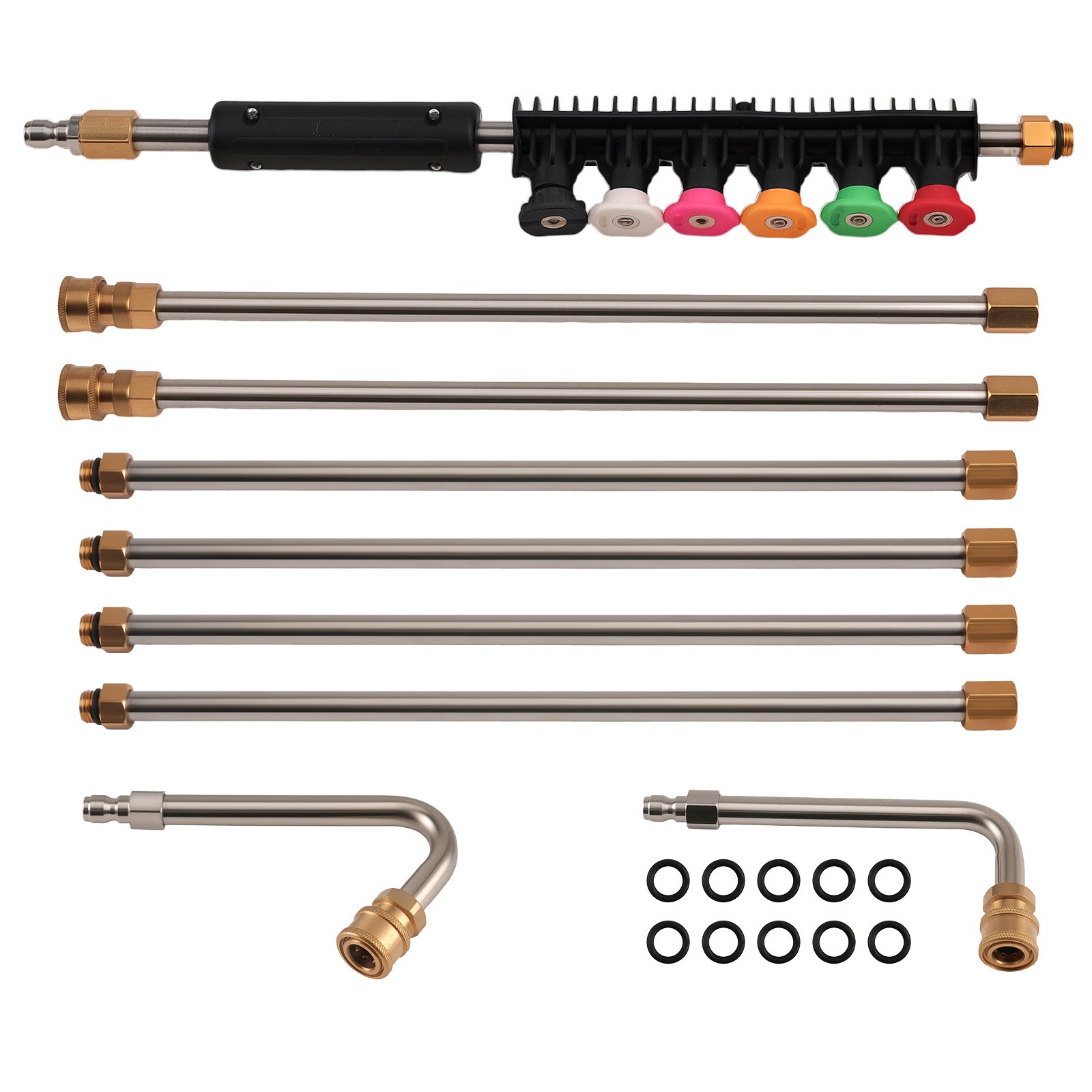 4000PSI Pressure Washer Extension 97″ 6 Spray Tips Curved Wand Cleaning Rod
