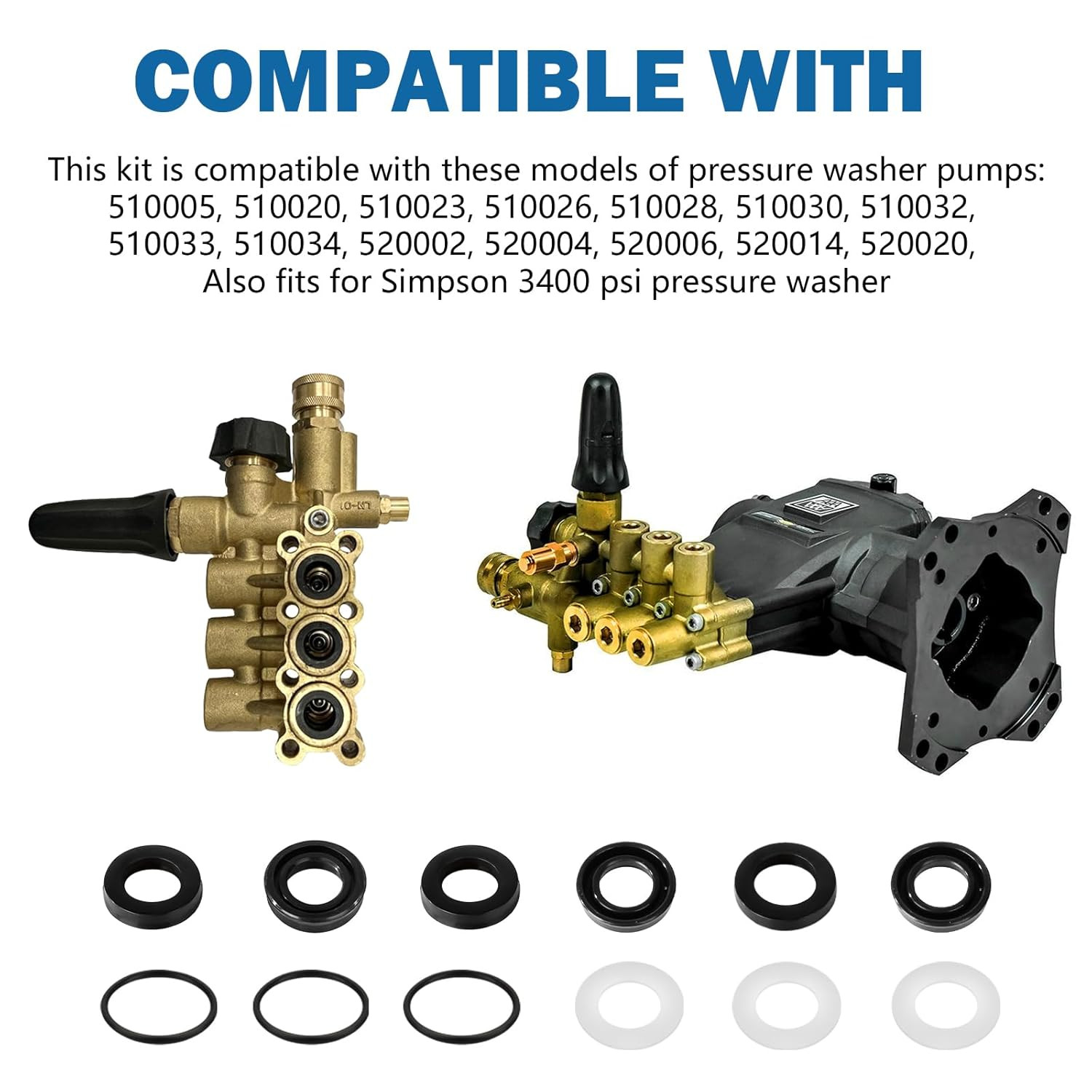 7106627 Pressure Washer Pumps Water Seal Kit Replacement for Simpson Cleaning, H