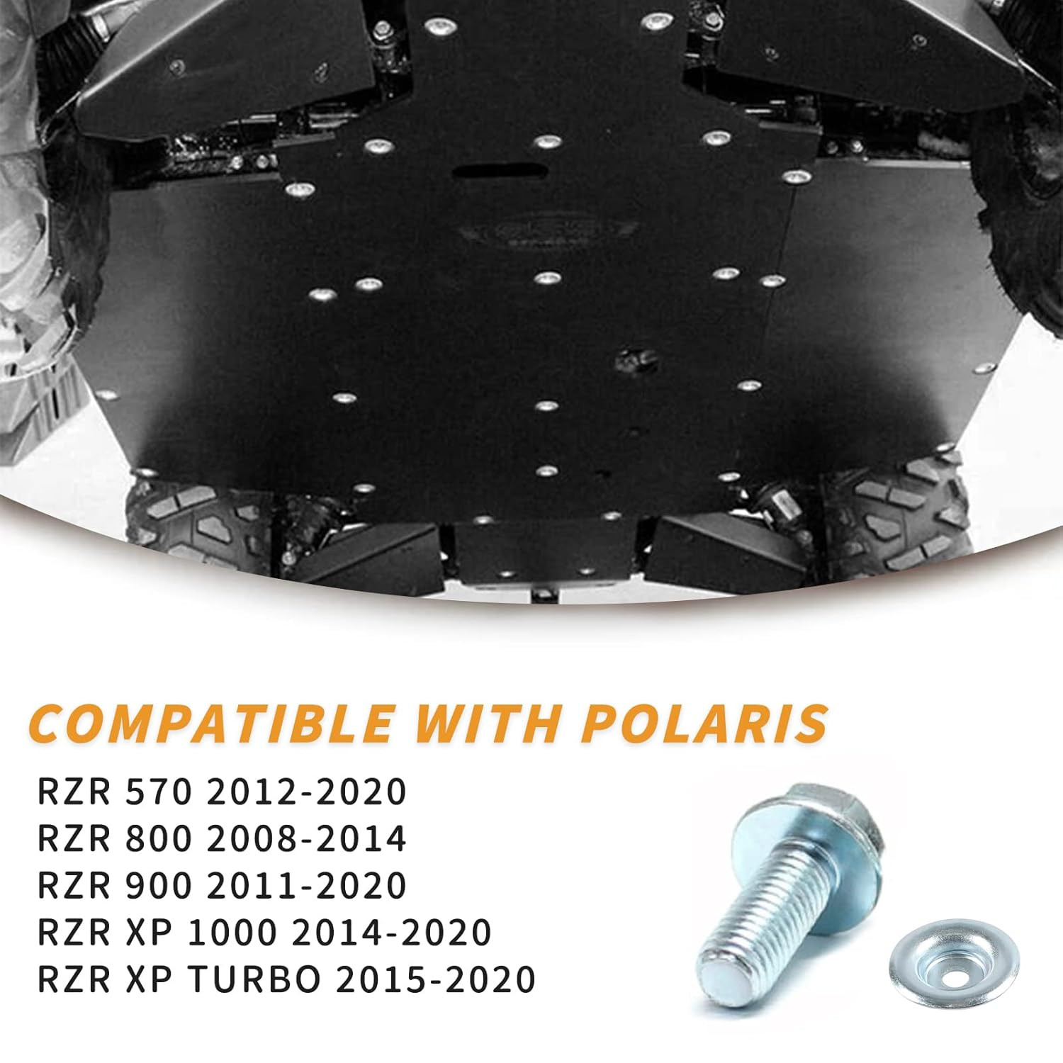 20 Piece Set UTV Skid Plate Washer and Bolt Kit Compatible with Polaris RZR 570