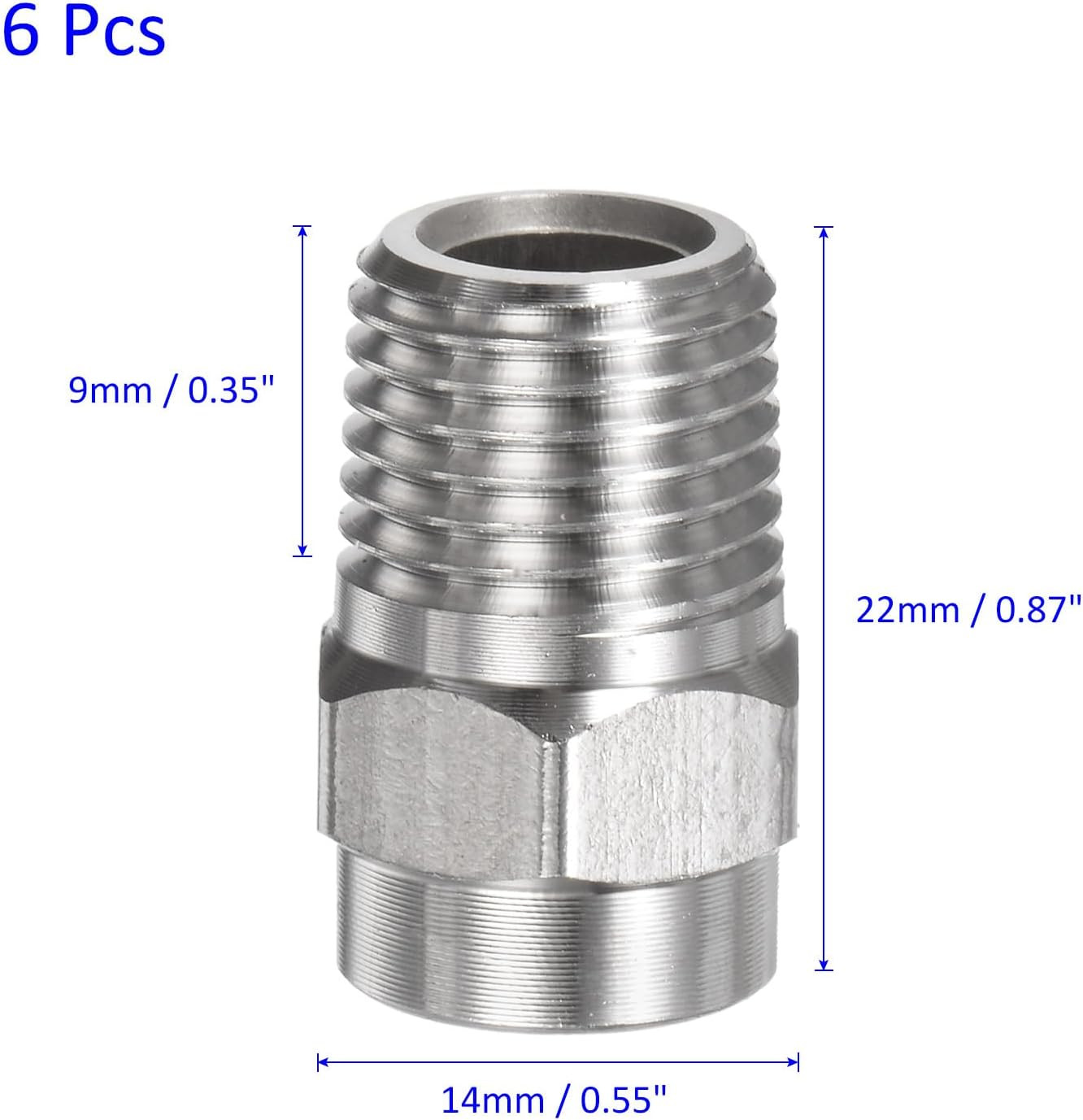 M METERXITY 6 Pack Surface Clean Tips – 15 Degree 1/4″ NPT Male Pressure Washer
