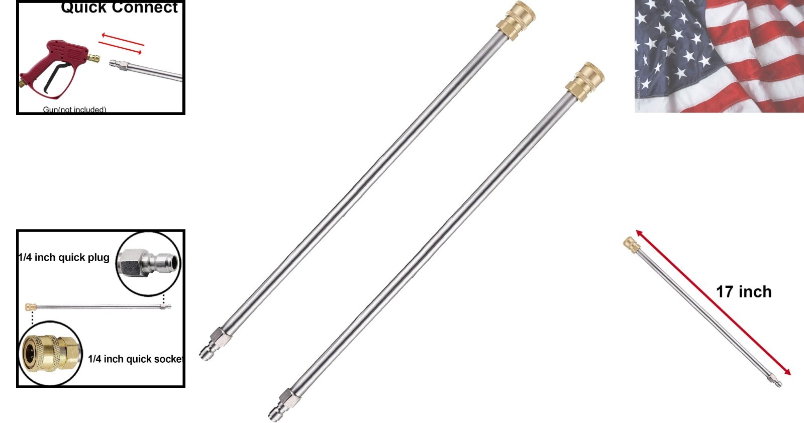 Heavy-Duty 2-Pack Extension Wands for Pressure Washers – Universal Quick Connect