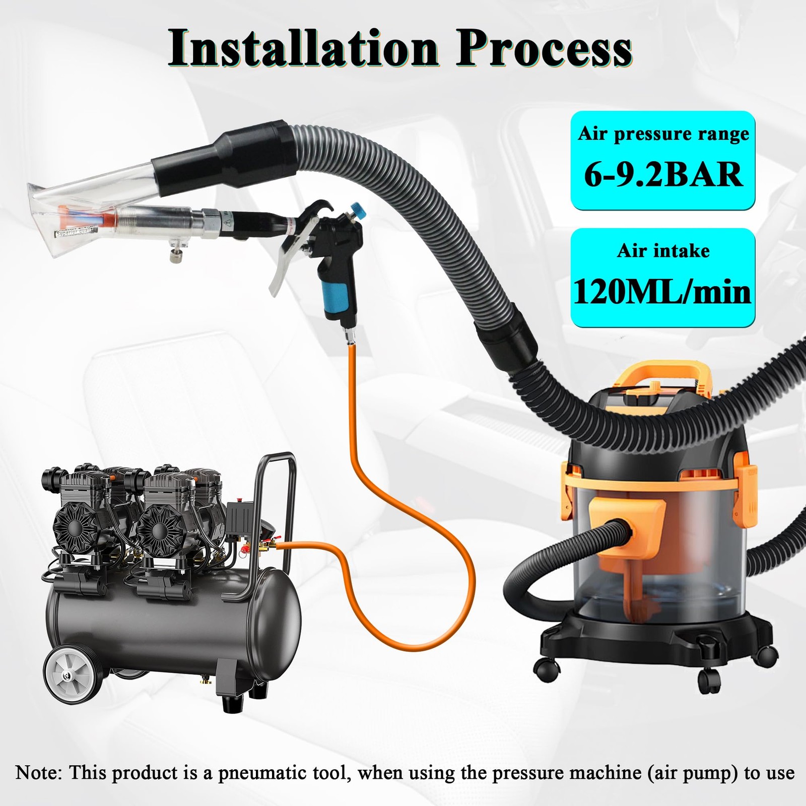GOCCIDA 2IN1 Car Interior Detailing Air Blow Gun & vacunm Gun with Adjustable…