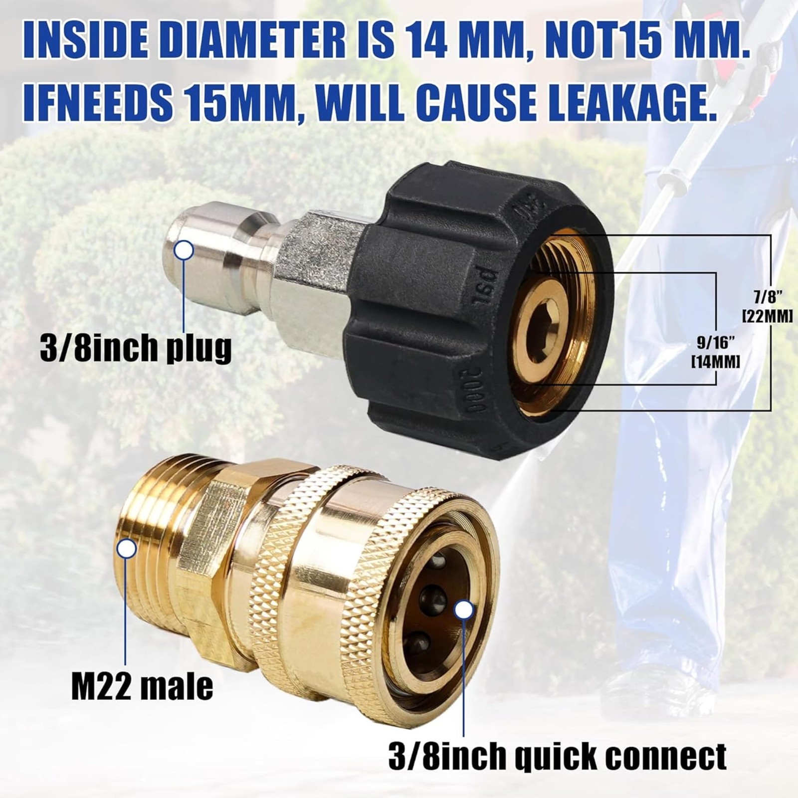 50FT Pressure Washer Hose 3600 PSI, Kink Resistant, Quick Connect Extension, Gre