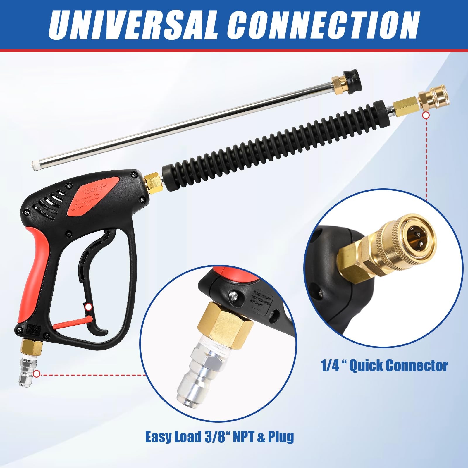 TOOLCY Pressure Washer Gun, Adjustable Power Washer Swivel Gun and Extension …
