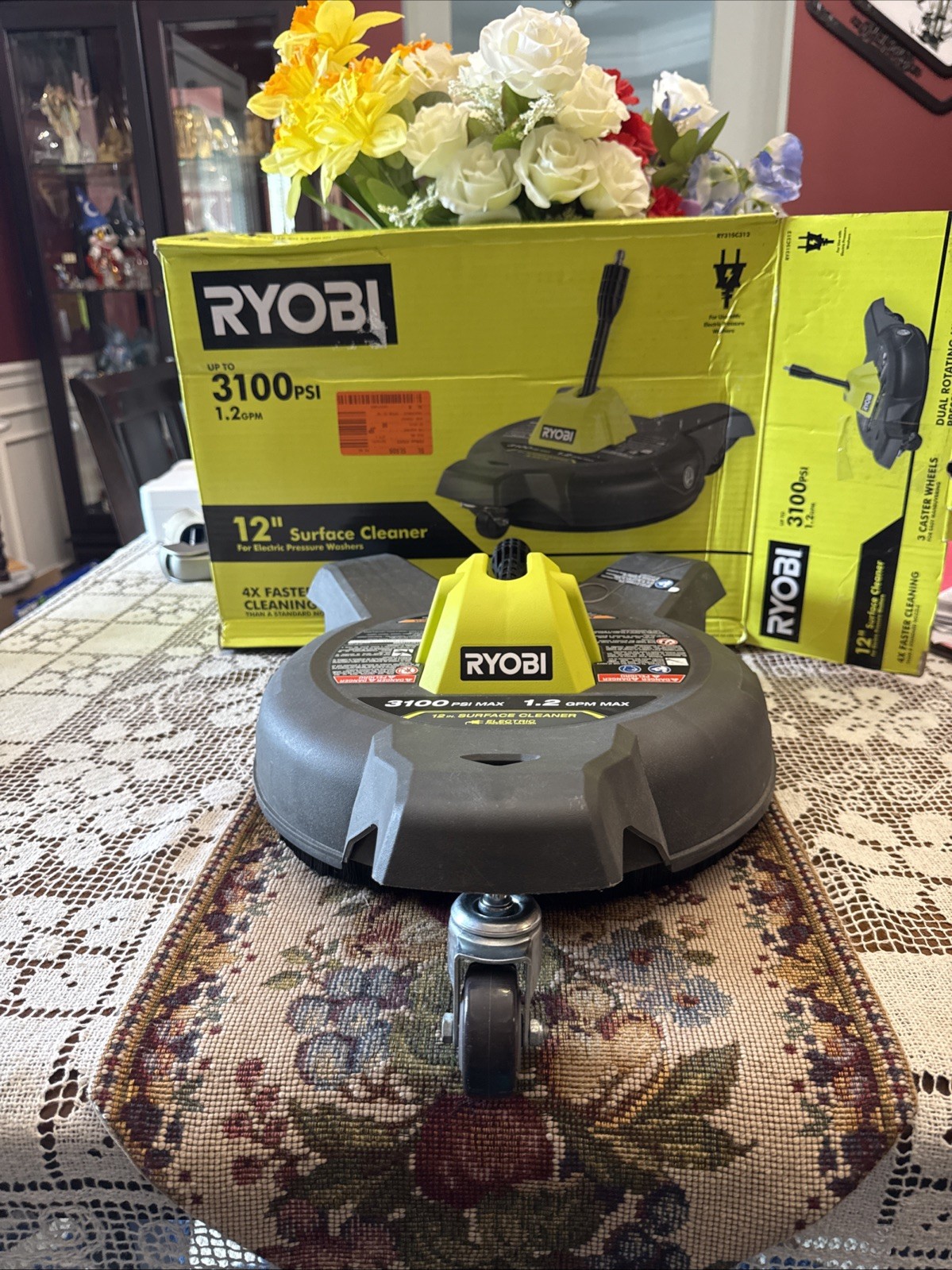 Ryobi Deal Finders 12 in. 3100 PSI Electric Pressure Washer Surface Cleaner.