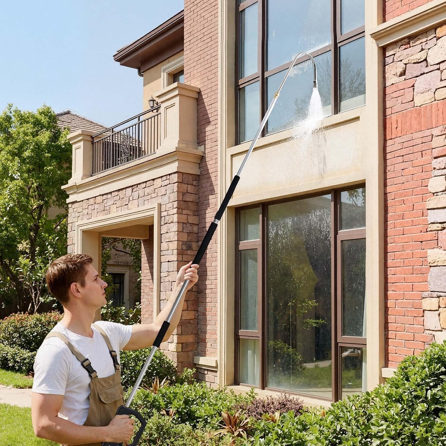 9 FT Telescoping Pressure Washer Extension Wand with 7 Nozzles for High Cleaning
