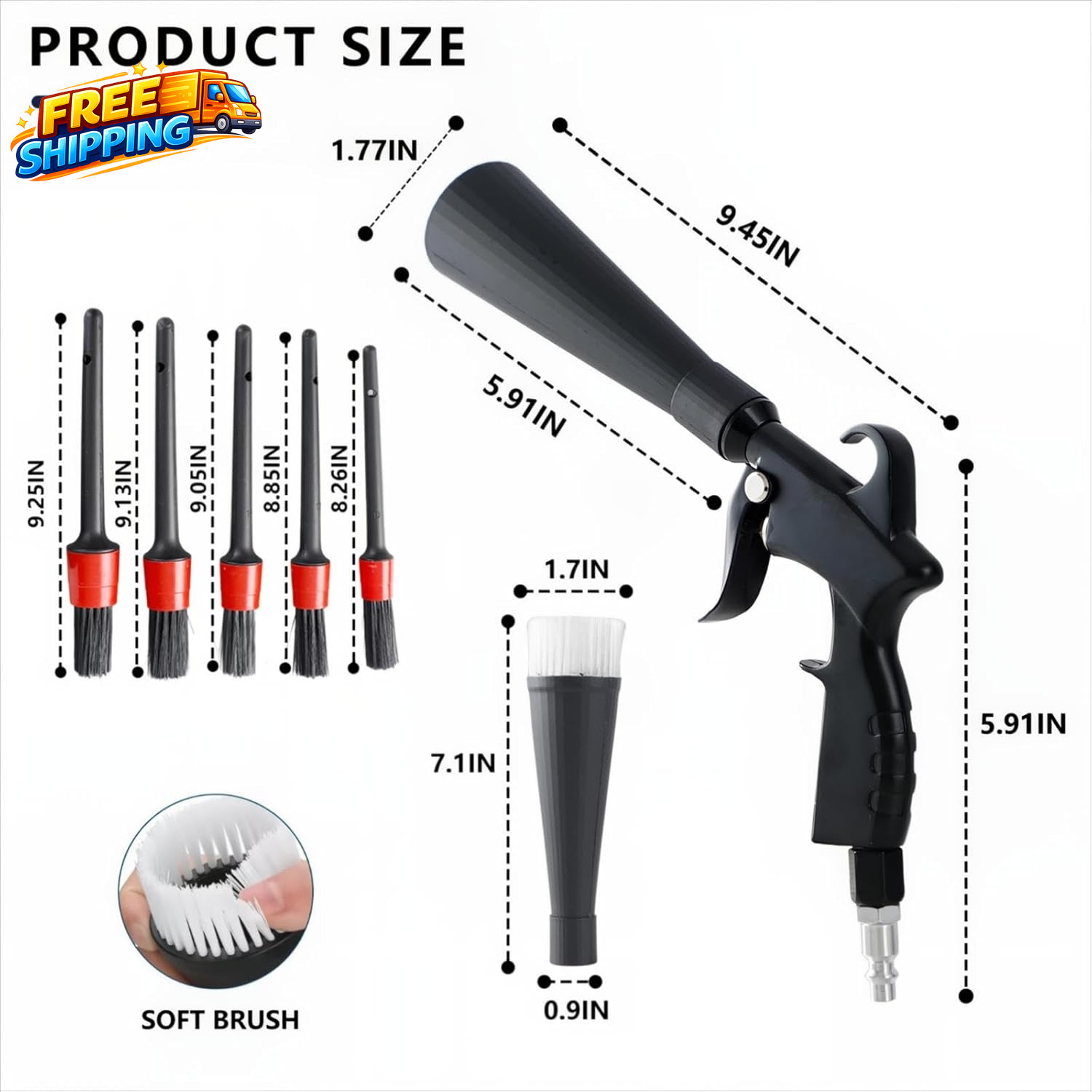 Tornado Detailing Car Cleaning Gun with Metal Nozzle Interior Drying Air Gun