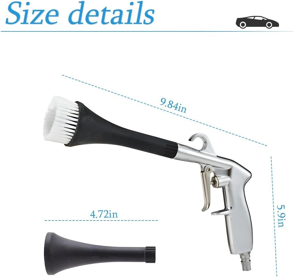 Car Air Pulse Cleaning Gun Kit, Interior Car Detailing Tools with 2 Nozzle
