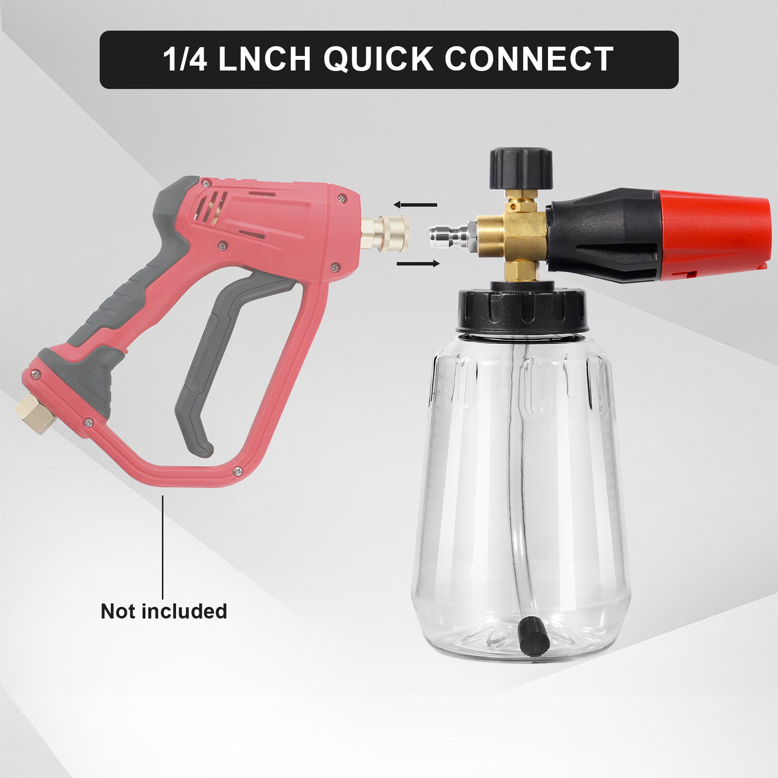 Foam Cannon W/Transparent Bottle, 1/4″ Quick Connect for Pressure Washer