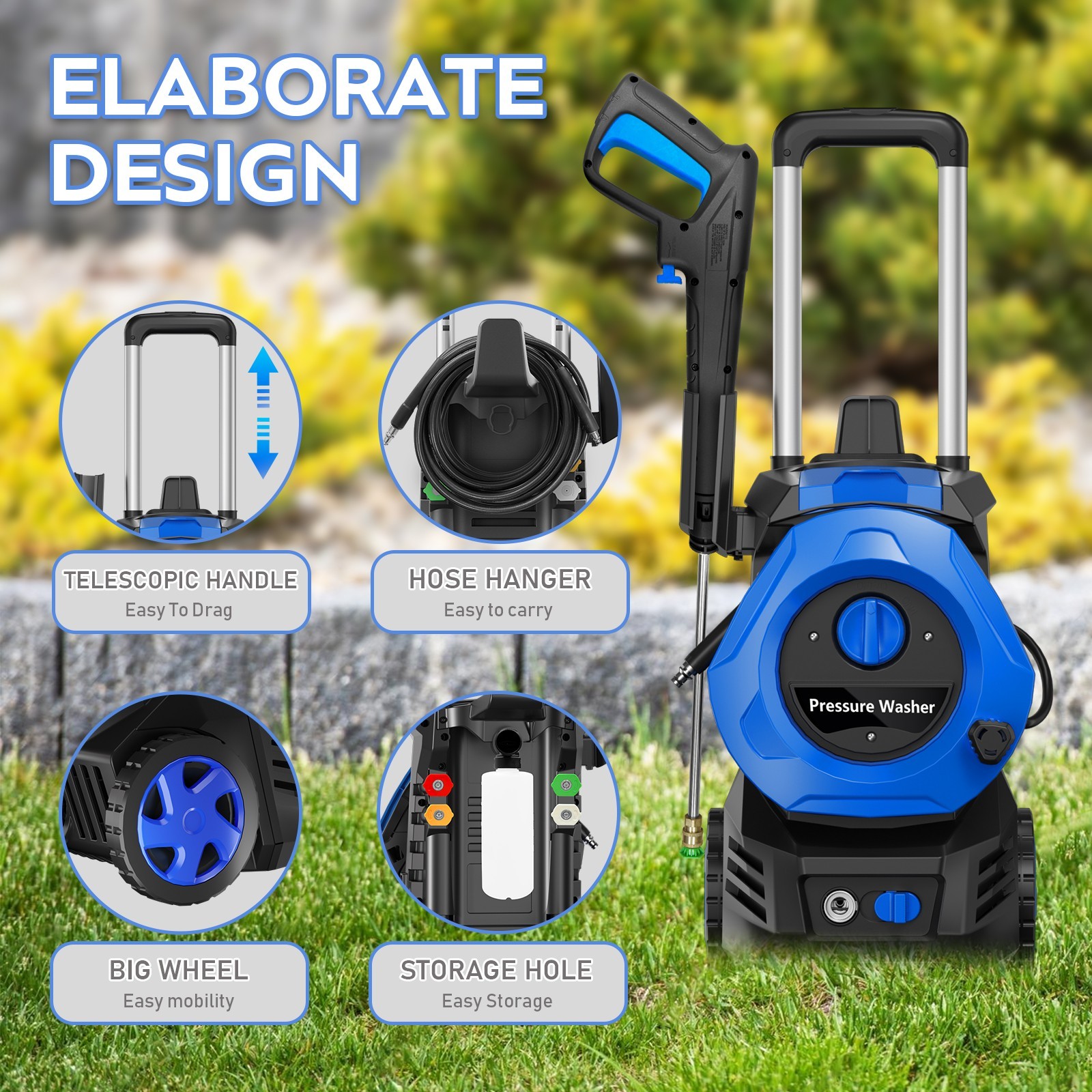 4200PSI 2.5GPM High Pressure Power Washer Portable Electric Cleaner Machine