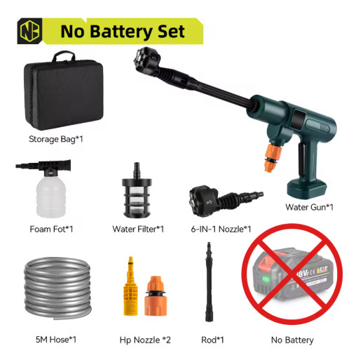 NEWBENY 200Bar Brushless High Pressure Car Washer Gun 6 in 1 Electric Garden Was