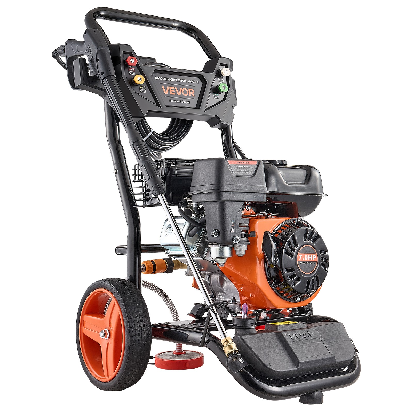 VEVOR Gas Pressure Washer 3600 PSI 2.6 GPM Copper Pump 5 Nozzles for Cars