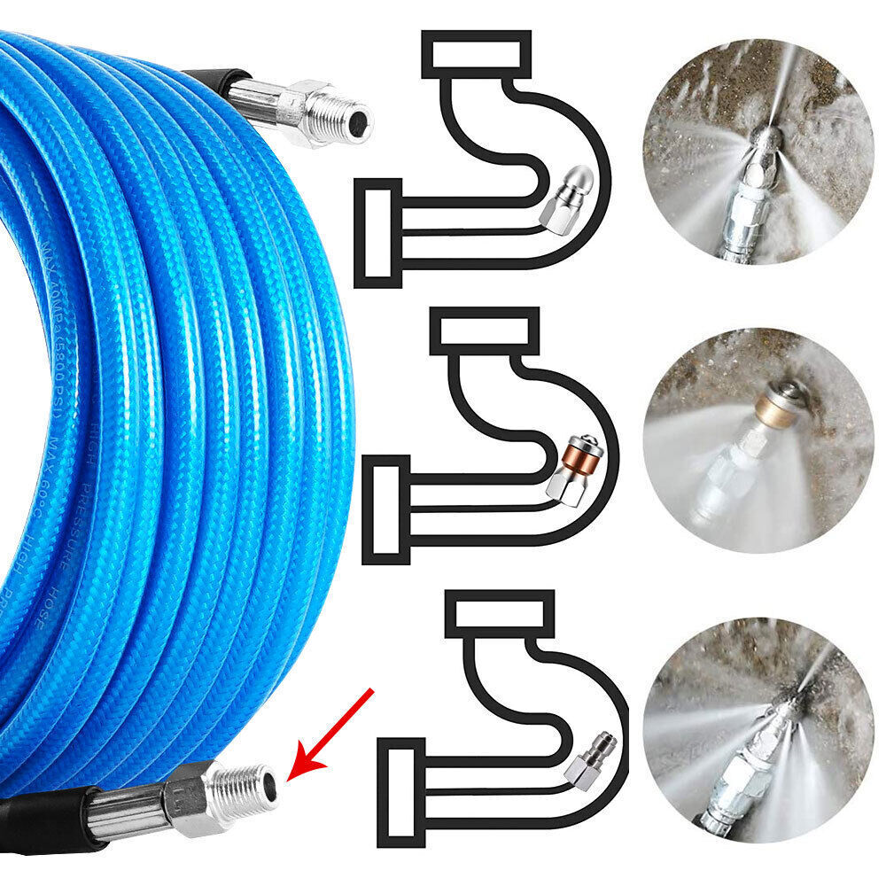 5800PSI Sewer Jetter Kit for Pressure Washer 1/4″M-NPT Drain Cleaner Hose