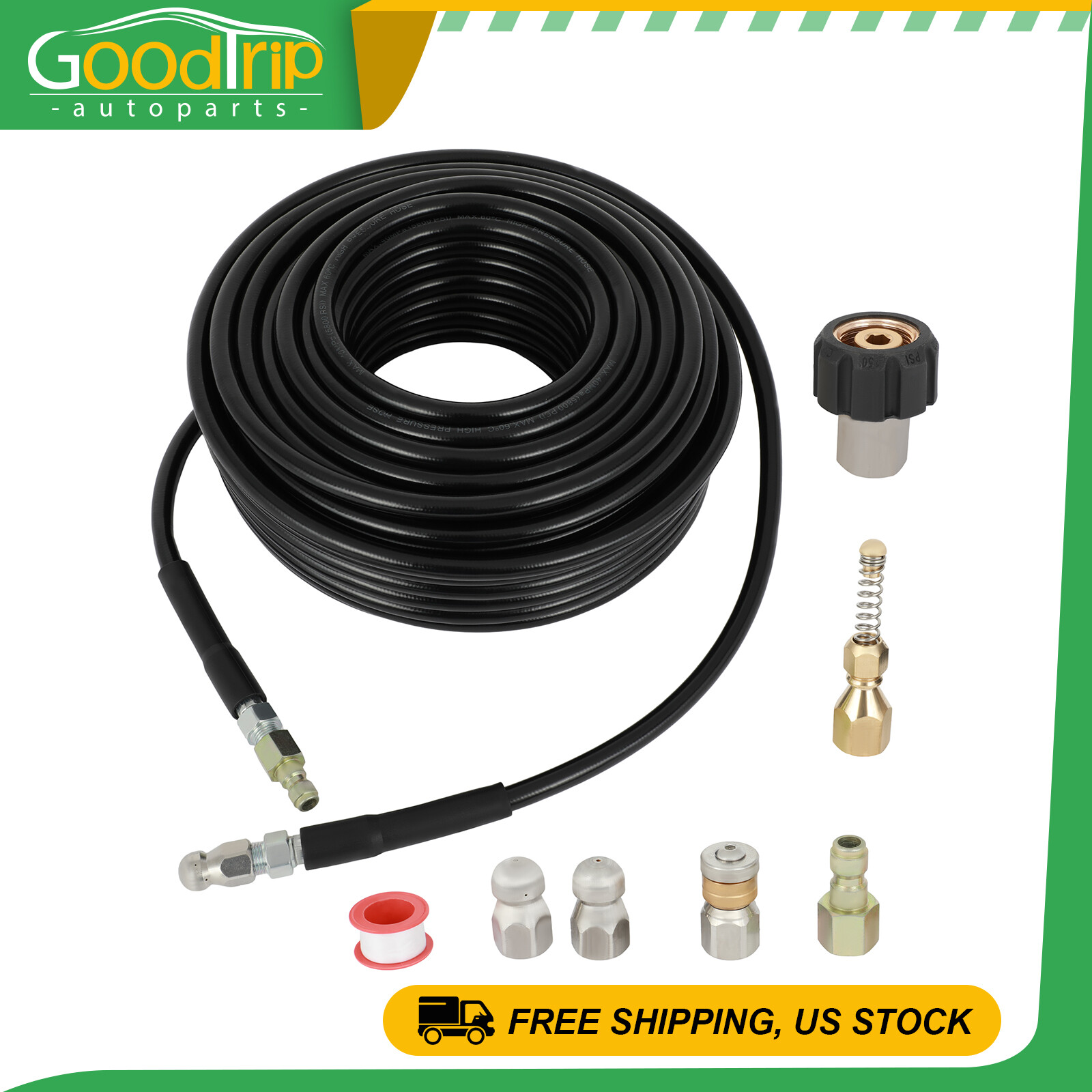 1/4″ 100FT 5800PSI for Pressure Washer Hose Sewer Jetter Kit Power High Quality