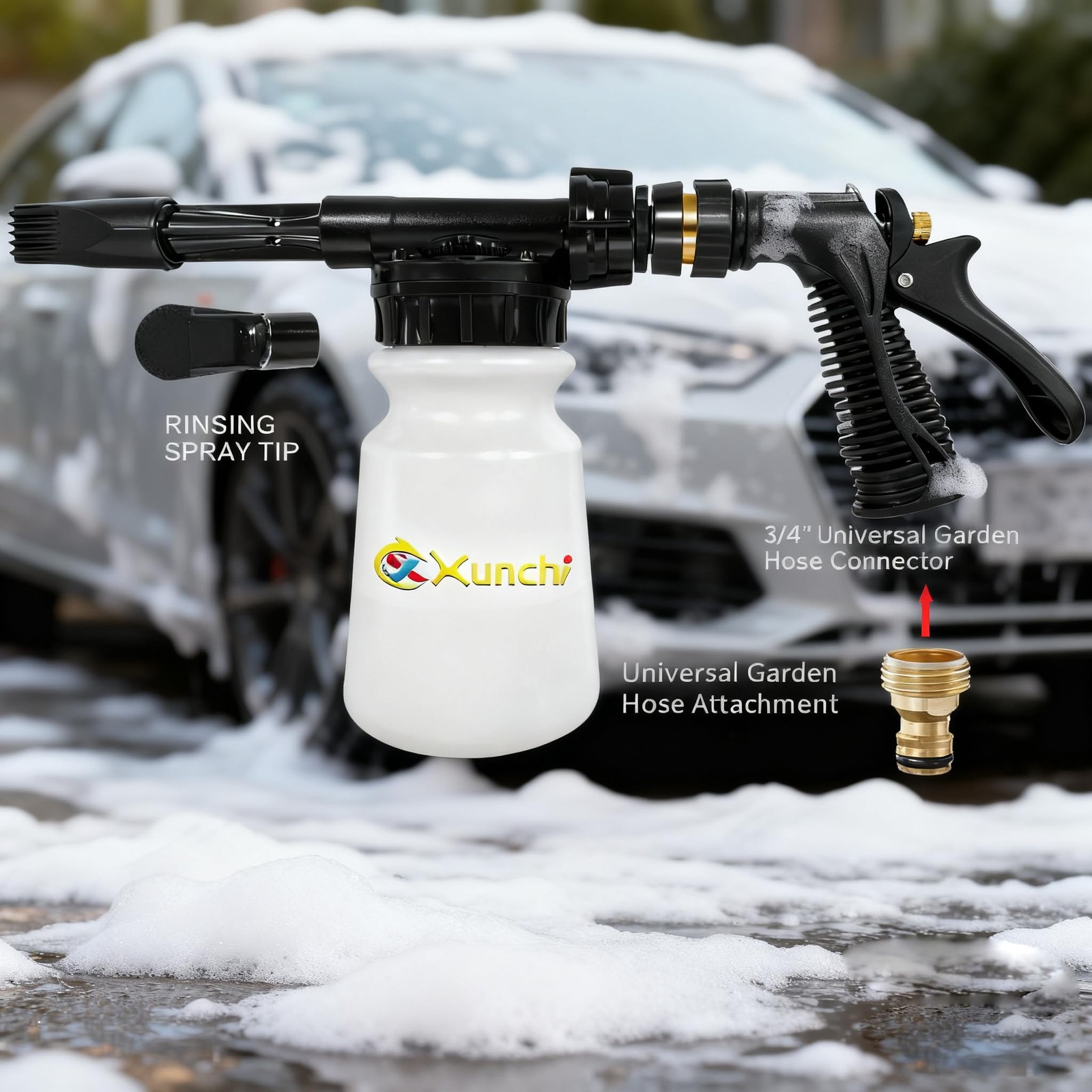 Foam Gun Car Wash Gun, Foam Blaster Equips 3/4″ Universal Garden and Quick Co…