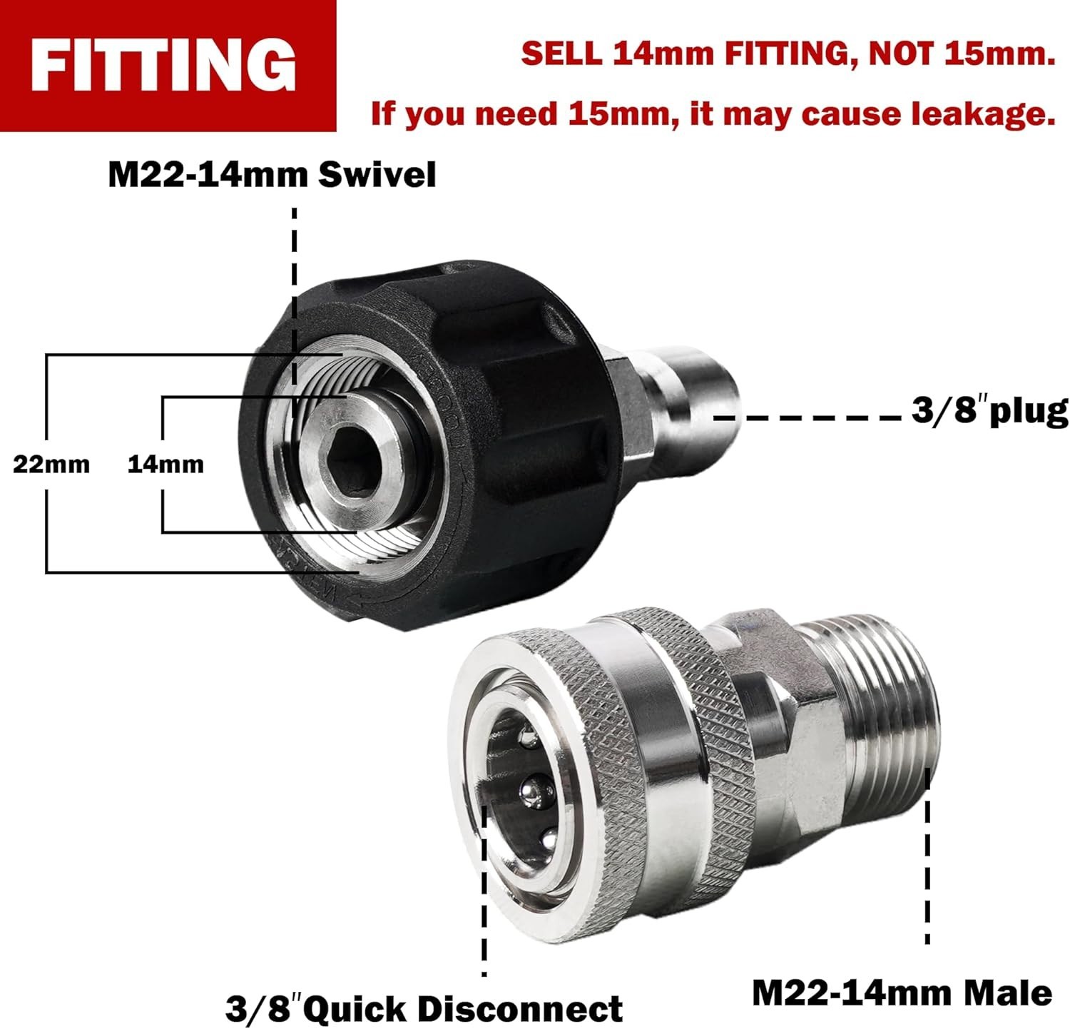 Ultimate Quick Disconnect Kit for Pressure Washers – M22 14mm & 3/8′ Connectors