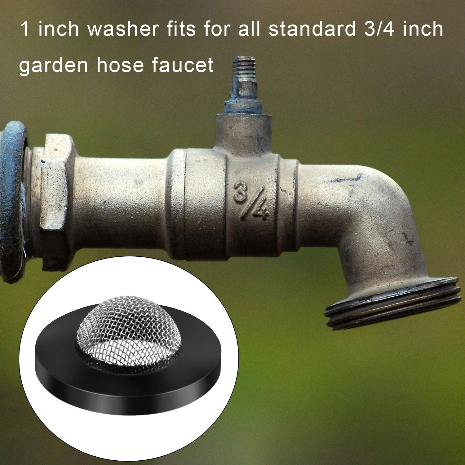 20 Pcs Hose Washer with Screen Filter Washers Stainless Steel & Black Rubber Fil